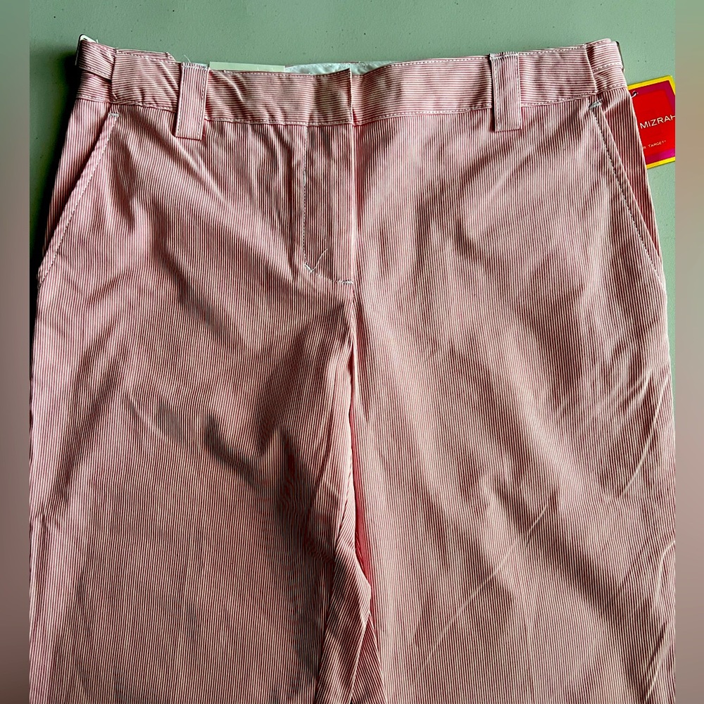 ❤️🤍👖ISAAC MIZRAHI Red White Pinstripe Pants NWT